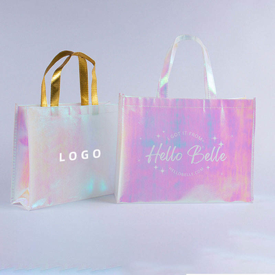 Выставка Custom Logo Розовый голографический нетканый ириденсцентный пакет для свадебного подарка