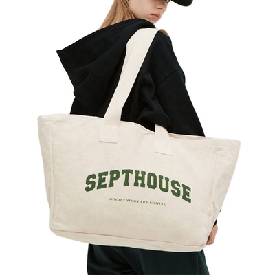 Выставка на заказ логотип напечатанный большой хлопковый полотенце Tote Bag для активного образа жизни