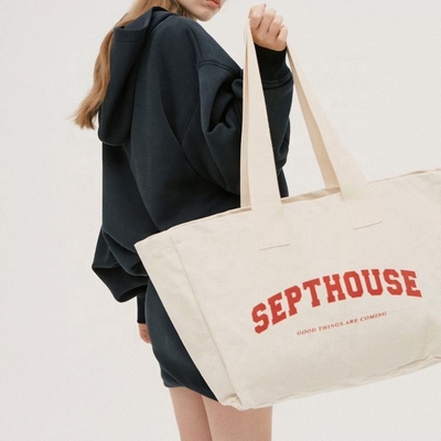 Выставка на заказ логотип напечатанный большой хлопковый полотенце Tote Bag для активного образа жизни