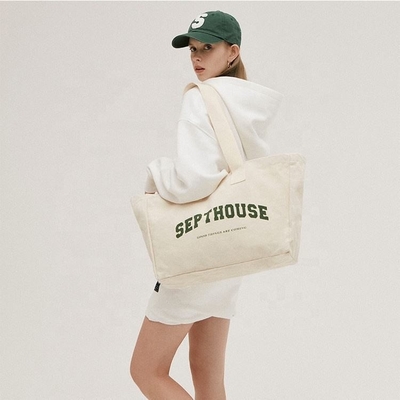 Выставка на заказ логотип напечатанный большой хлопковый полотенце Tote Bag для активного образа жизни