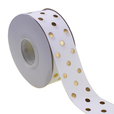 OEM принято 1.5 дюйма на заказ напечатанная золотая фольга Полька точка Grosgrain лента 38 мм для волос дуга / подарка обертывания