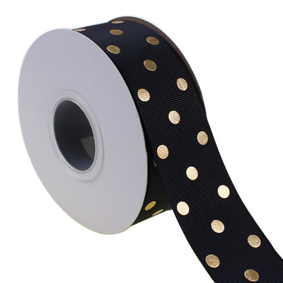 OEM принято 1.5 дюйма на заказ напечатанная золотая фольга Полька точка Grosgrain лента 38 мм для волос дуга / подарка обертывания