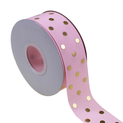 OEM принято 1.5 дюйма на заказ напечатанная золотая фольга Полька точка Grosgrain лента 38 мм для волос дуга / подарка обертывания